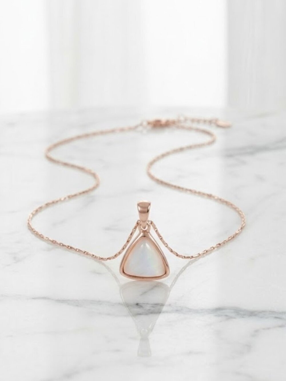 Ladies Triangular Opal Necklace